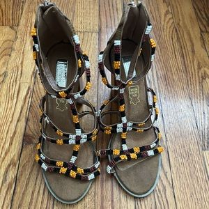 Gorgeous limited edition beaded block heeled shoes size 6